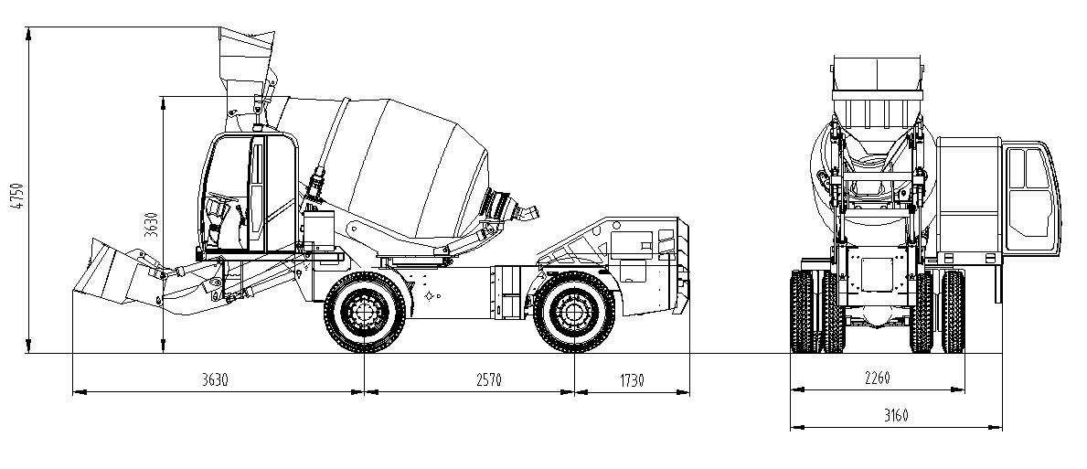 4.0 Cubic 6-Cylinder Mixer Truck